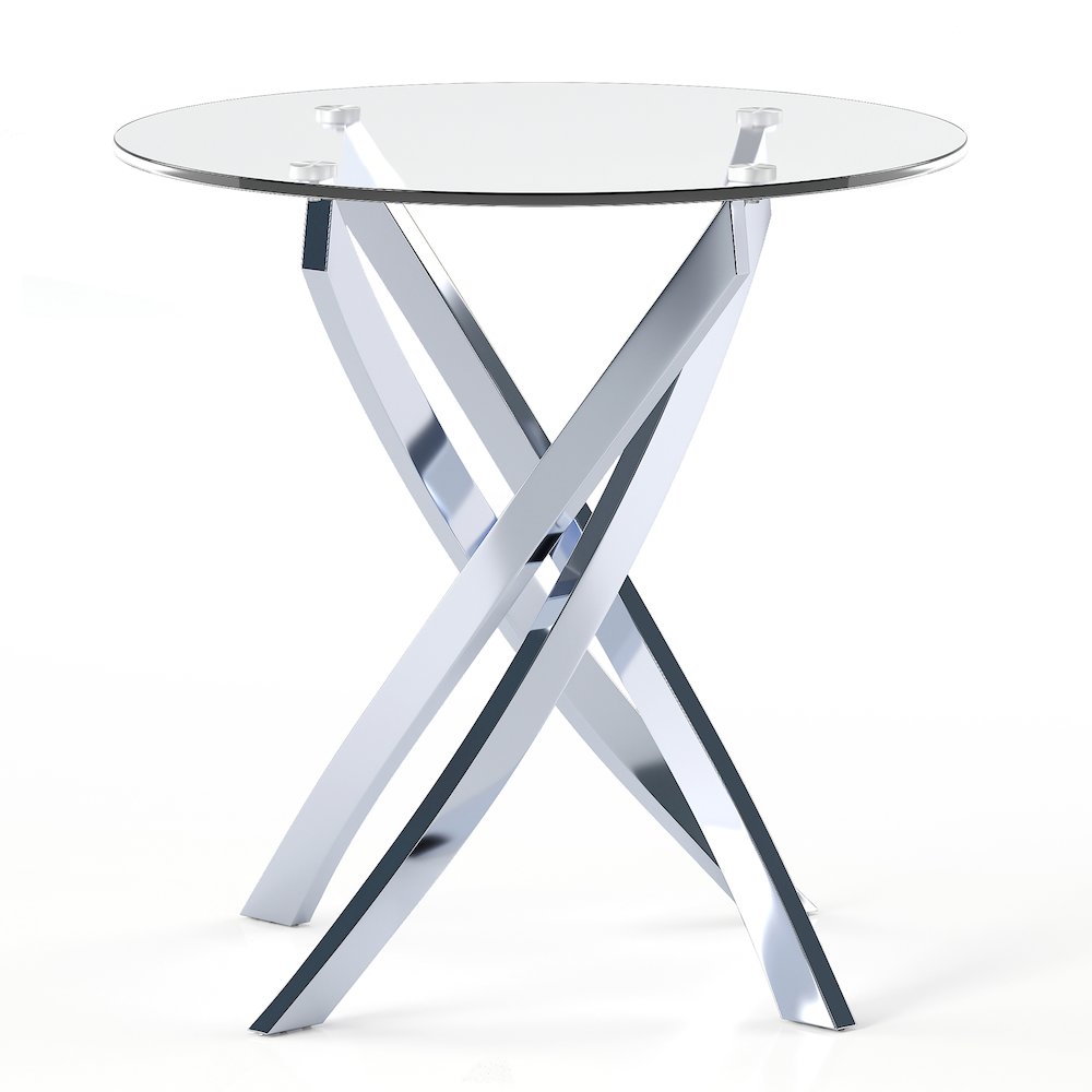 Cheatham Contemporary Glass Top End Table in Chrome