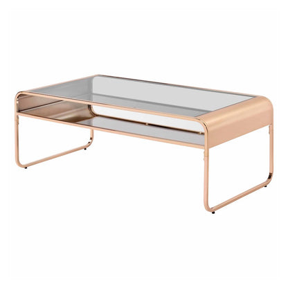 Mexller Modern Glass Top Coffee Table in Gold