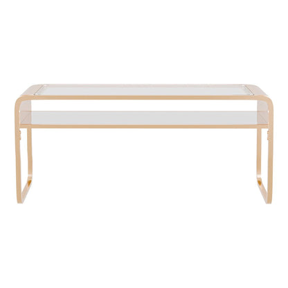 Mexller Modern Glass Top Coffee Table in Gold