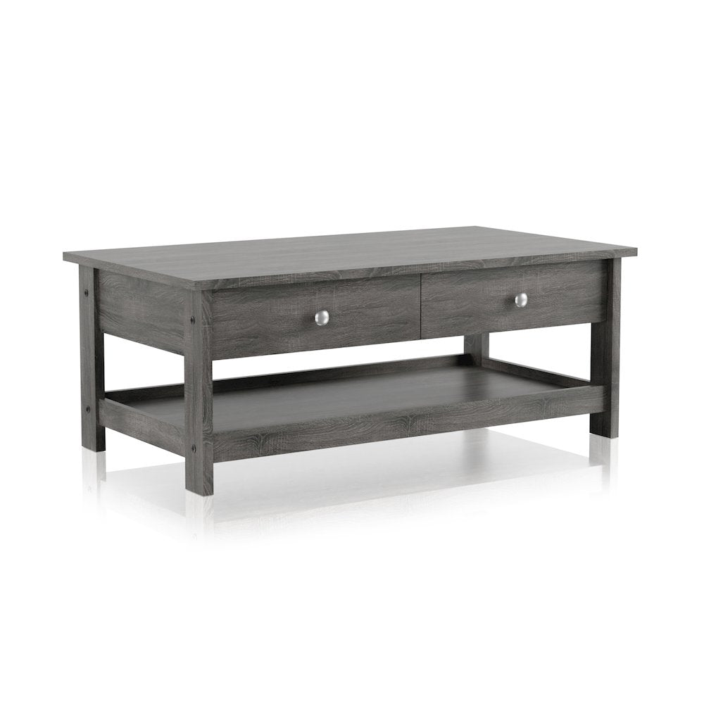 Lekwick Transitional Wood 2-Drawer Coffee Table in Gray