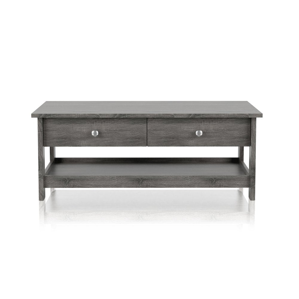 Lekwick Transitional Wood 2-Drawer Coffee Table in Gray