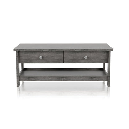 Lekwick Transitional Wood 2-Drawer Coffee Table in Gray