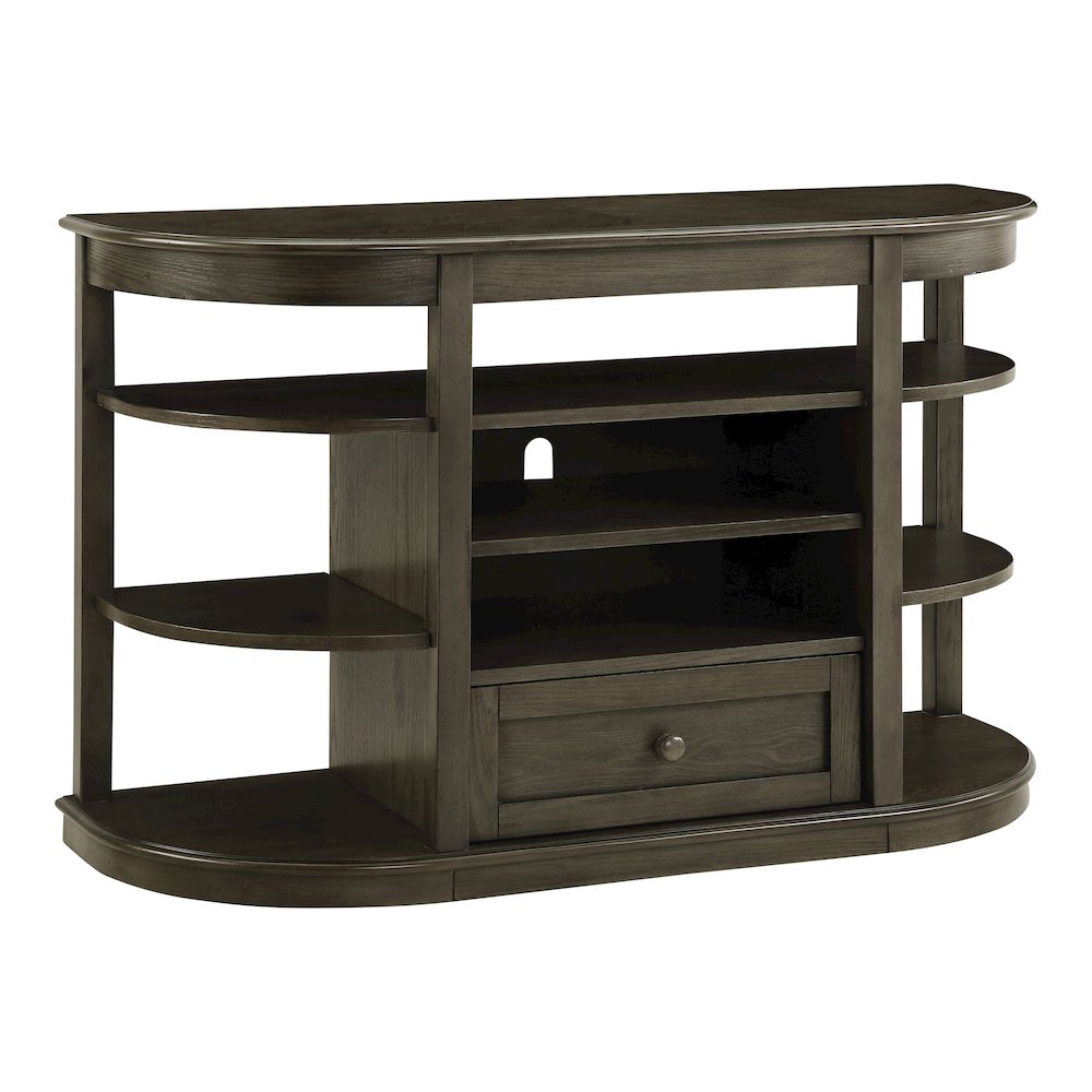 Osloa Transitional Wood Multi-Storage Console Table in Gray