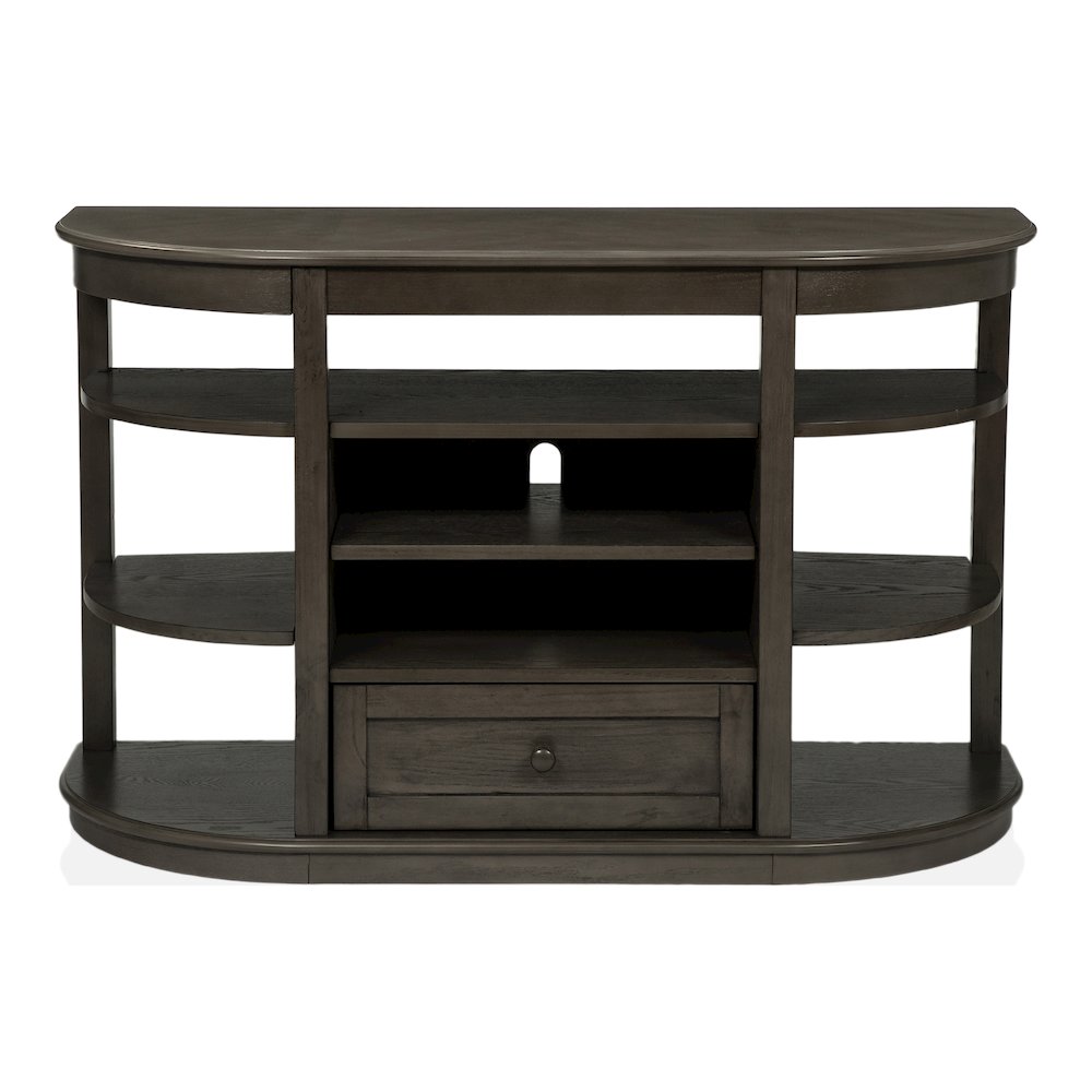 Osloa Transitional Wood Multi-Storage Console Table in Gray