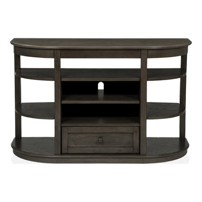 Osloa Transitional Wood Multi-Storage Console Table in Gray