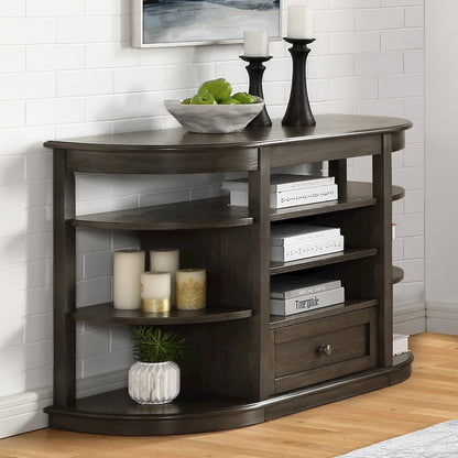 Osloa Transitional Wood Multi-Storage Console Table in Gray