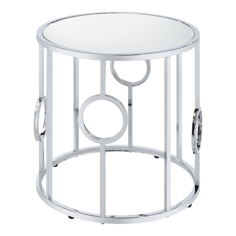 Harper Contemporary Metal Round End Table in Chrome