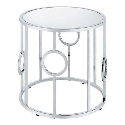 Harper Contemporary Metal Round End Table in Chrome