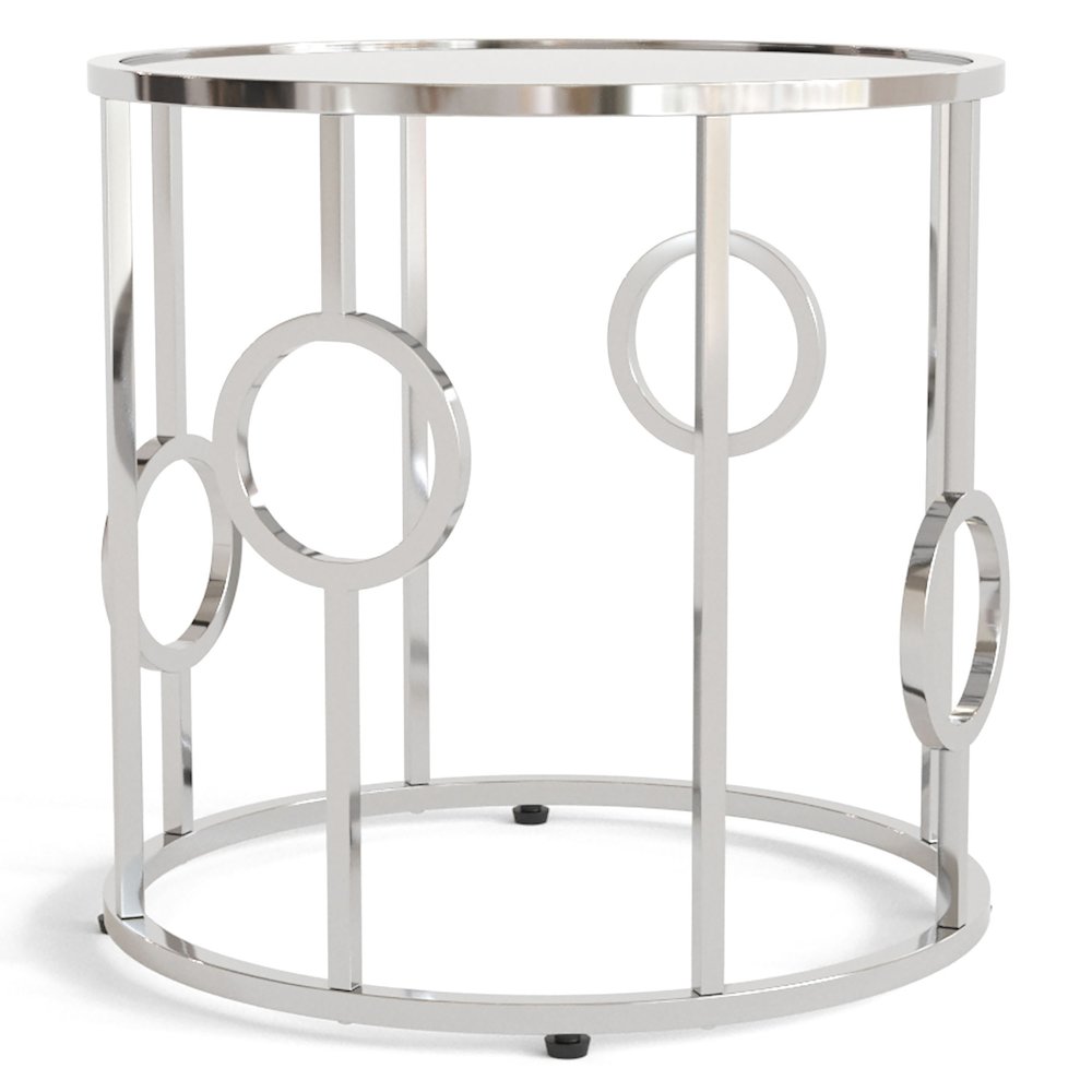 Harper Contemporary Metal Round End Table in Chrome