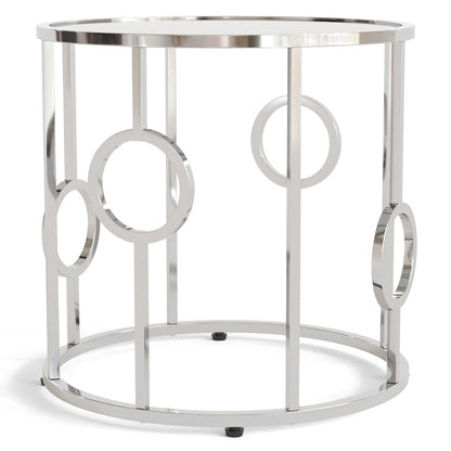 Harper Contemporary Metal Round End Table in Chrome