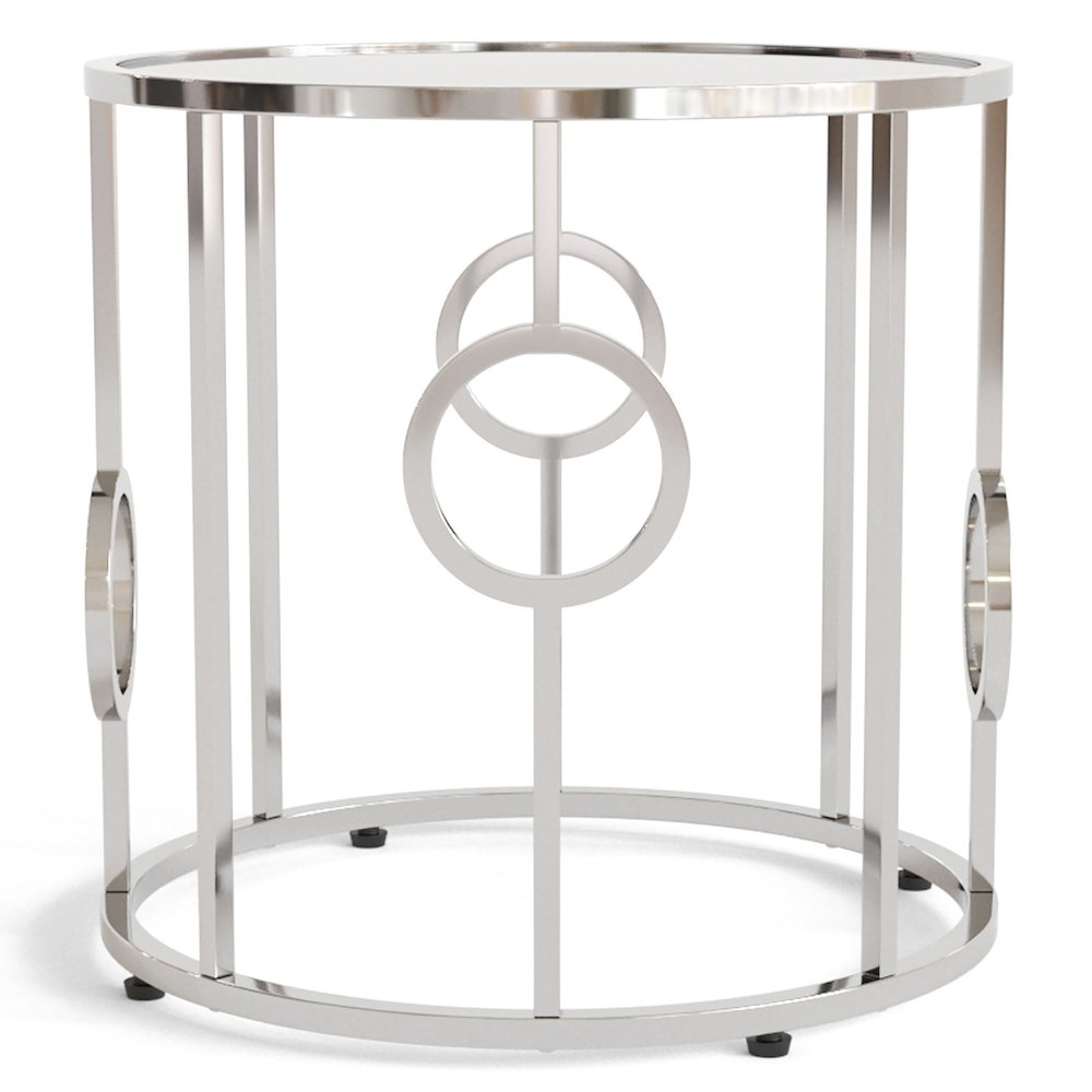 Harper Contemporary Metal Round End Table in Chrome