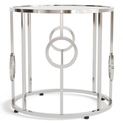 Harper Contemporary Metal Round End Table in Chrome