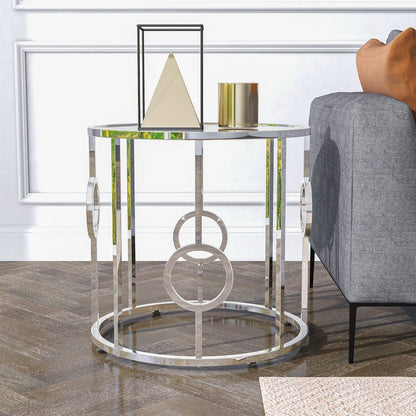 Harper Contemporary Metal Round End Table in Chrome