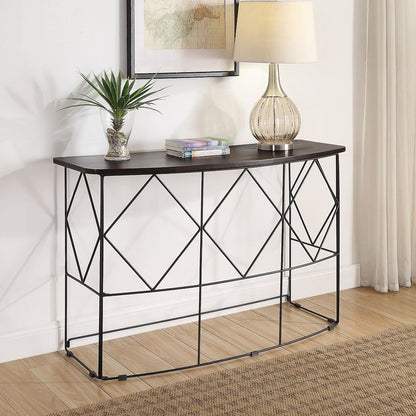 Borche Industrial Wood Console Table with Steel Base