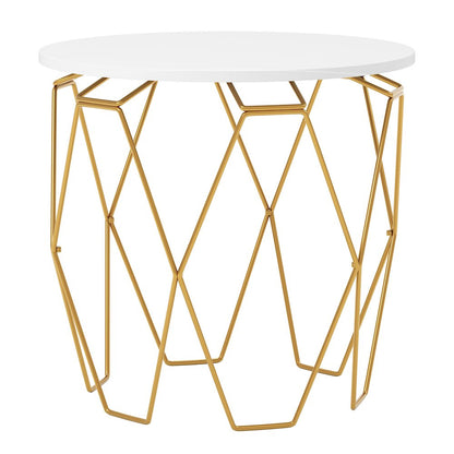 Zoom Modern Wood End Table in White and Gold