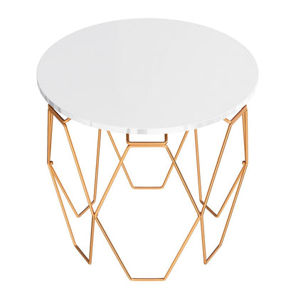 Zoom Modern Wood End Table in White and Gold