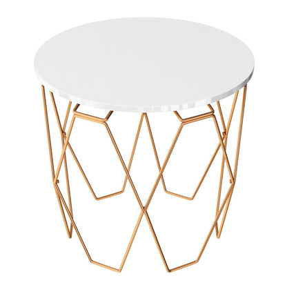 Zoom Modern Wood End Table in White and Gold