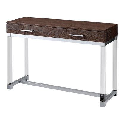 Romano Modern Metal 2-Drawer Console Table in Brown