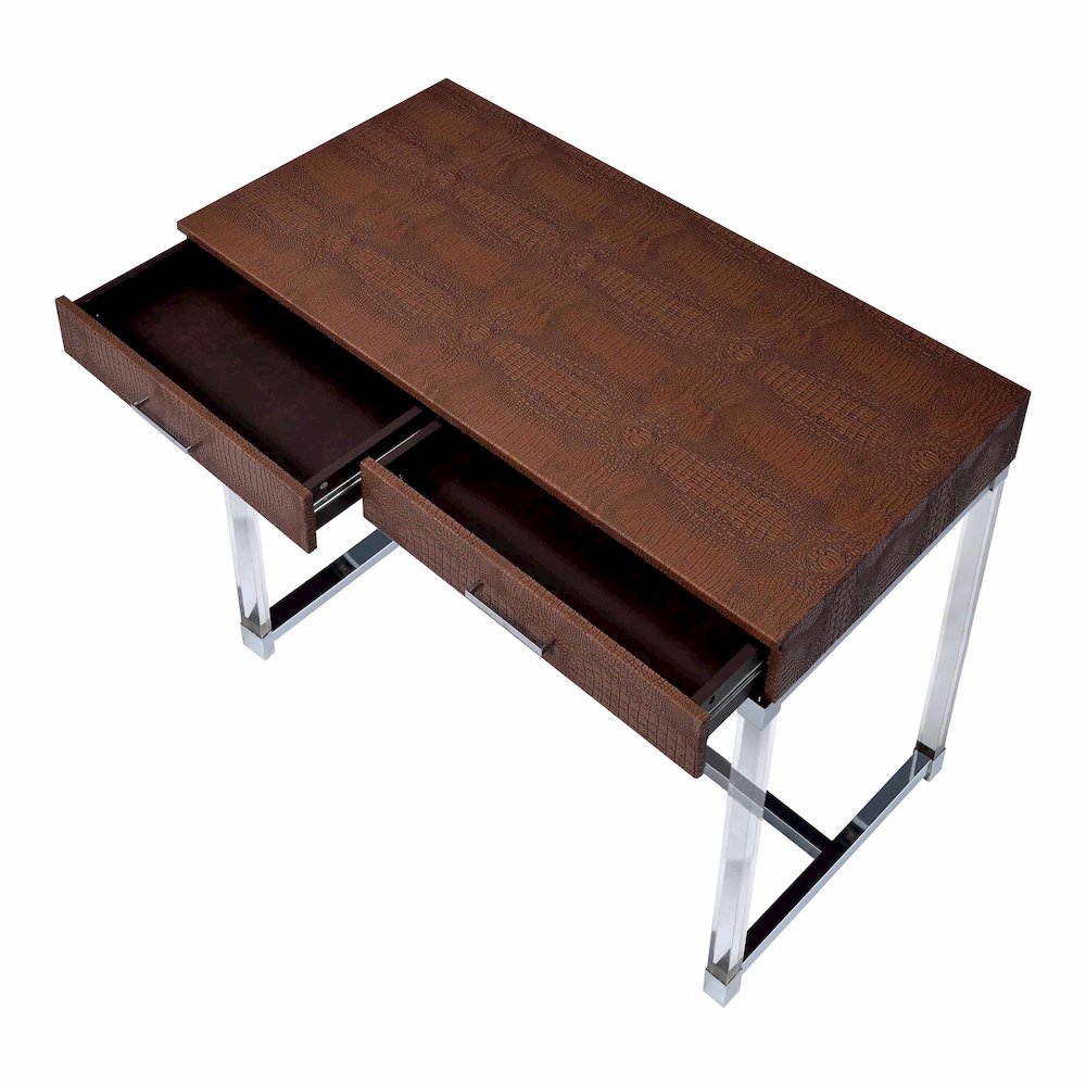 Romano Modern Metal 2-Drawer Console Table in Brown