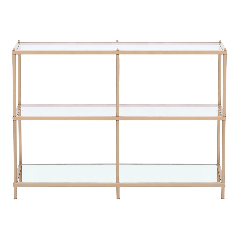 Mendry Metal 2-Shelf Tempered Glass Top Console Table