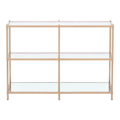 Mendry Metal 2-Shelf Tempered Glass Top Console Table