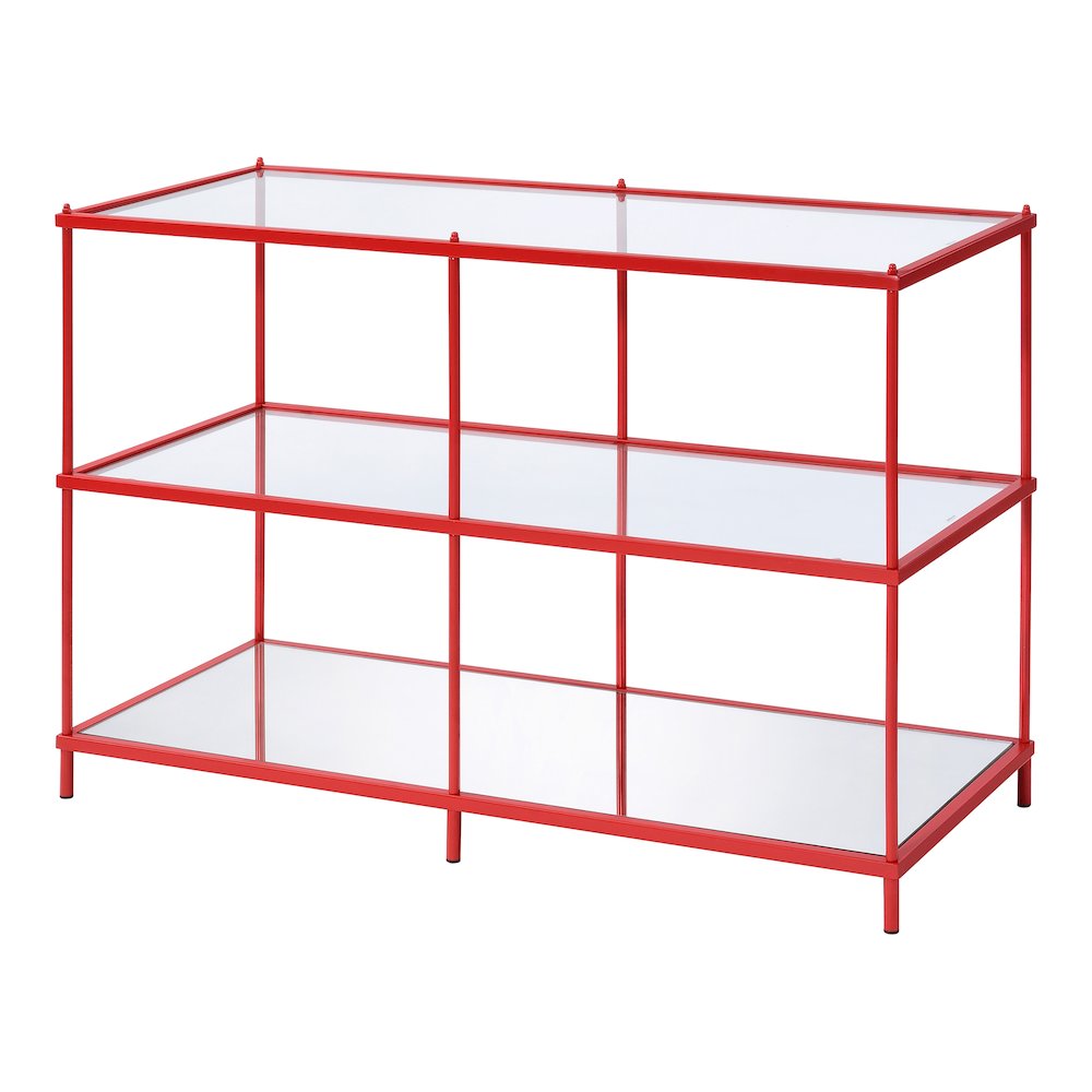 Mendry Metal 2-Shelf Tempered Glass Top Console Table