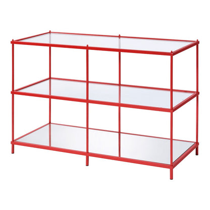 Mendry Metal 2-Shelf Tempered Glass Top Console Table
