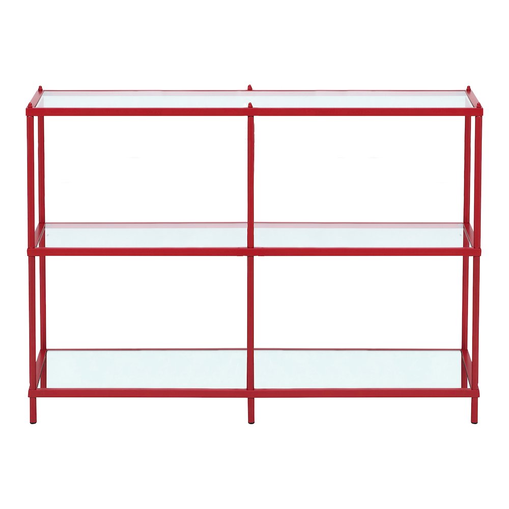 Mendry Metal 2-Shelf Tempered Glass Top Console Table