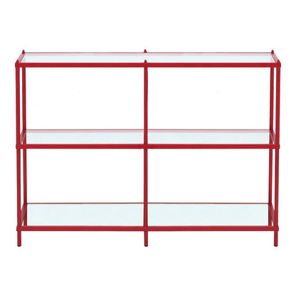 Mendry Metal 2-Shelf Tempered Glass Top Console Table