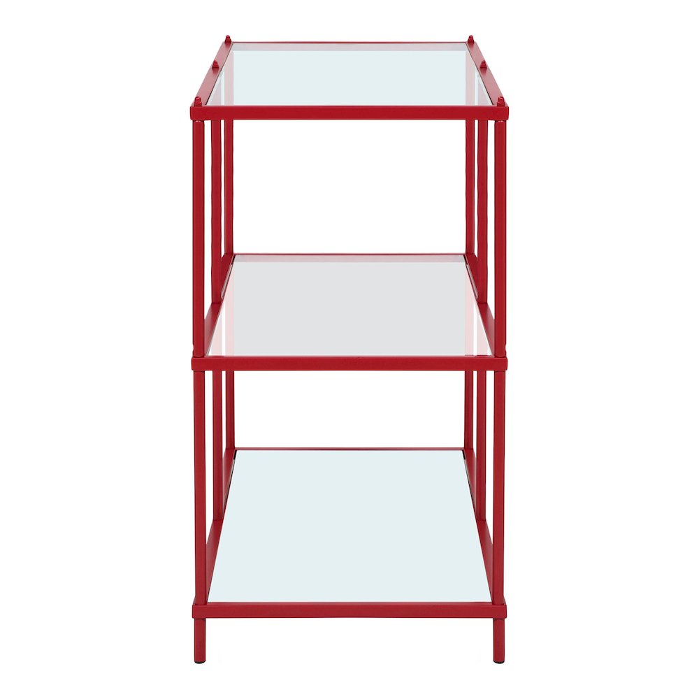Mendry Metal 2-Shelf Tempered Glass Top Console Table