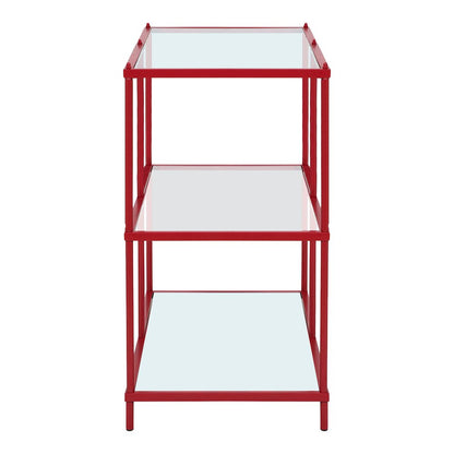 Mendry Metal 2-Shelf Tempered Glass Top Console Table