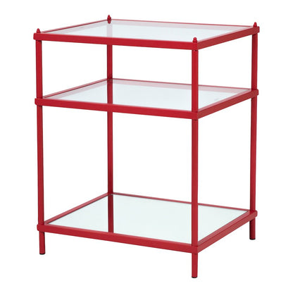 Mendry Metal 2-Shelf Tempered Glass Top Console Table