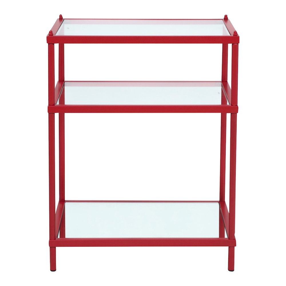 Mendry Metal 2-Shelf Tempered Glass Top Console Table