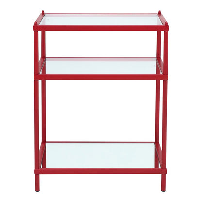 Mendry Metal 2-Shelf Tempered Glass Top Console Table