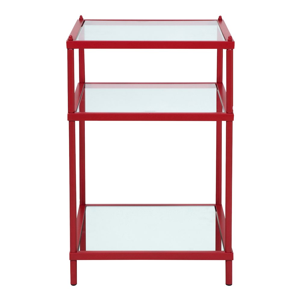 Mendry Metal 2-Shelf Tempered Glass Top Console Table