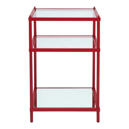 Mendry Metal 2-Shelf Tempered Glass Top Console Table