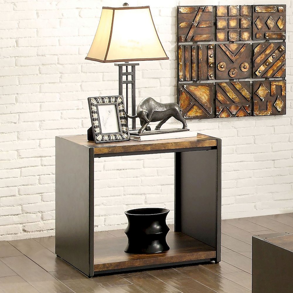 Jasmina Transitional Wood 1-Shelf End Table in Matte Black