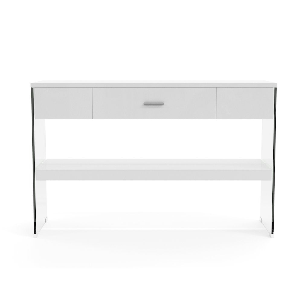 Juka Modern Wood Storage Console Table in White