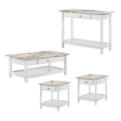 Histe 4-Piece Wood Storage Coffee Table Set in White