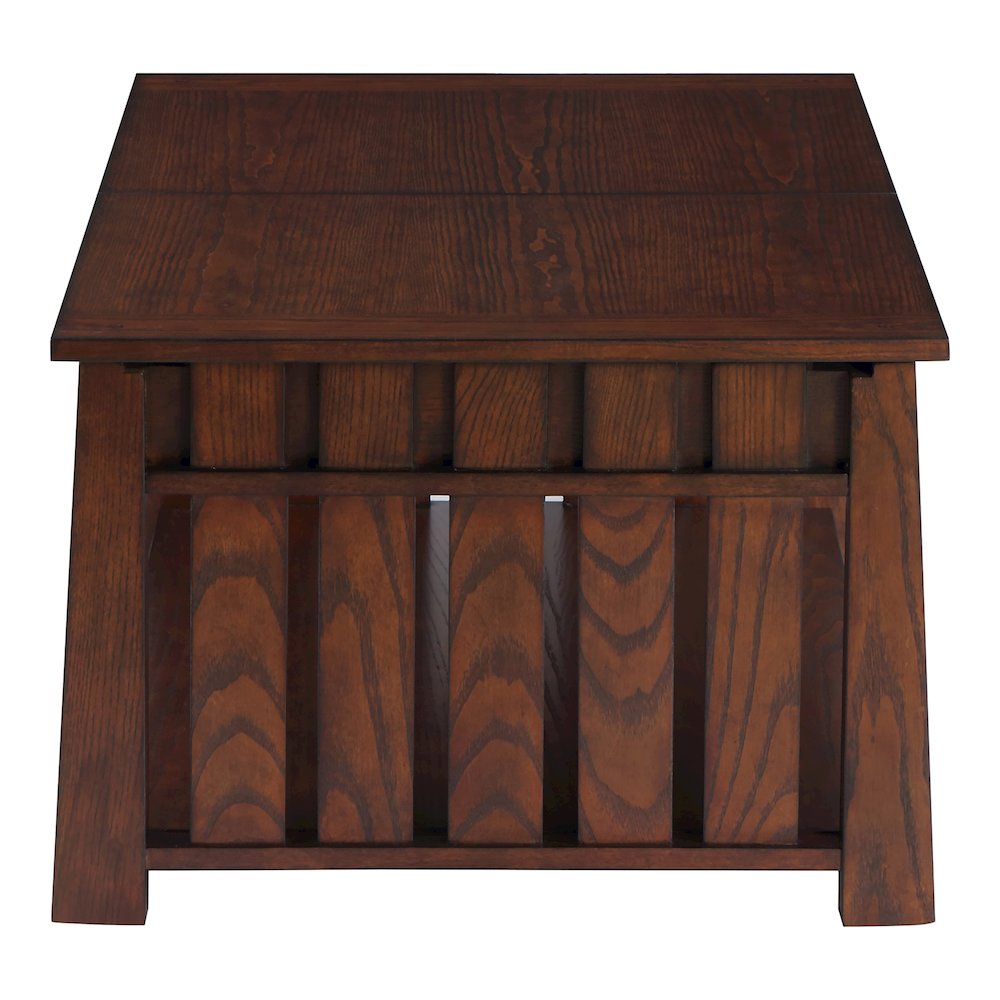 Elm Wood Coffee Table With Hidden Lift Shelf