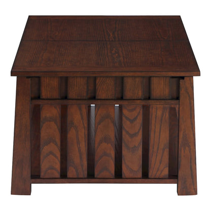Elm Wood Coffee Table With Hidden Lift Shelf