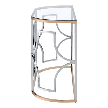 Sol Glam Glass Top Sofa Table in Chrome and Gold