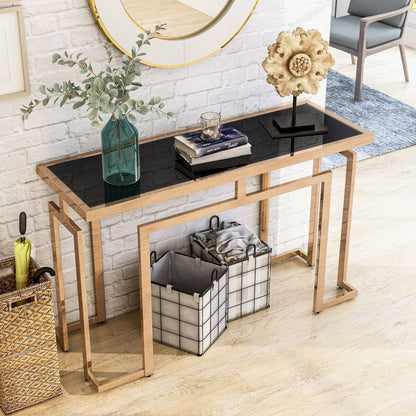 Mahone Modern Glass Top Console Table