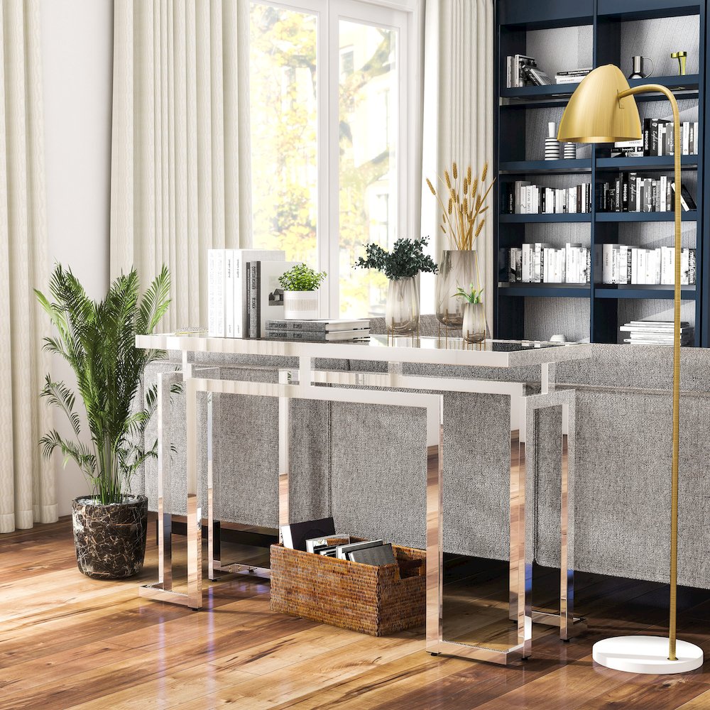 Mahone Modern Glass Top Console Table