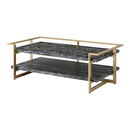 Meliman Metal 2-Piece Coffee Table Set in Gold and Black