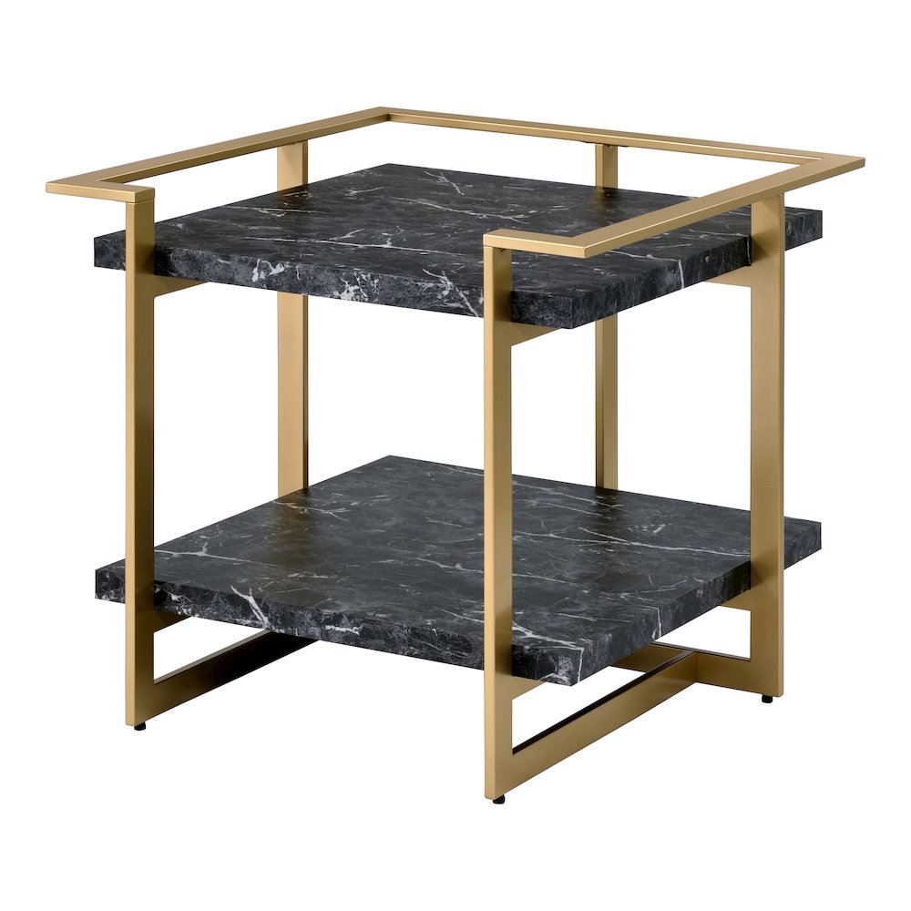 Meliman Metal 2-Piece Coffee Table Set in Gold and Black