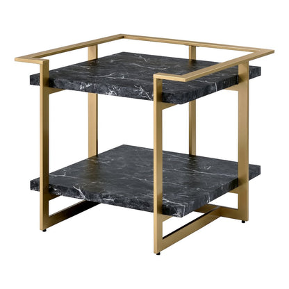 Meliman Metal 2-Piece Coffee Table Set in Gold and Black