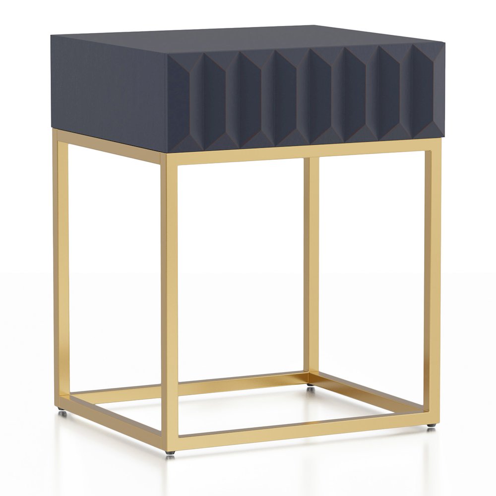 Giffore Metal 1-Drawer Side Table in Antique Blue