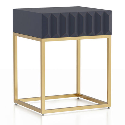 Giffore Metal 1-Drawer Side Table in Antique Blue