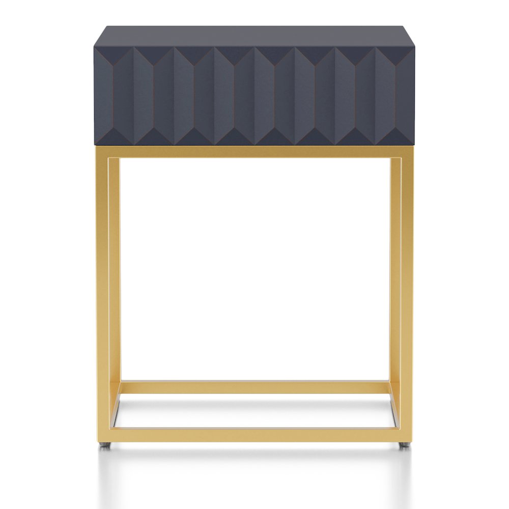 Giffore Metal 1-Drawer Side Table in Antique Blue